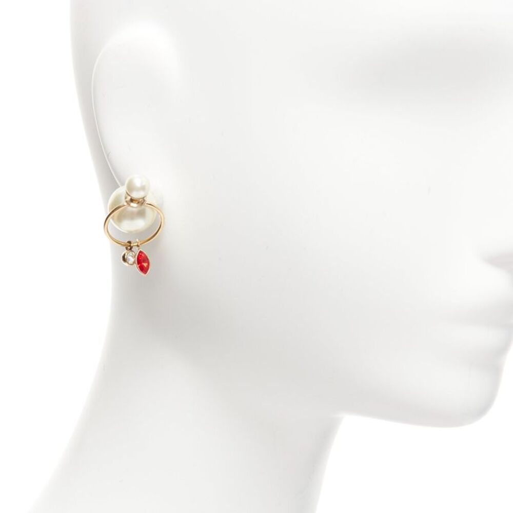 Dior Pearl Crystal Hoop Earrings